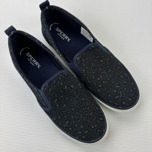 Sperry Top-Sider Women’s STS87079 Navy Leopard Canvas Slip-On Sneakers Size 9.5